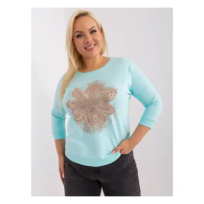 Mint plus size blouse with round neckline