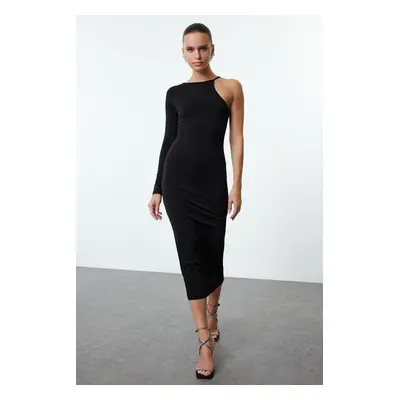 Trendyol Black Bodycon One Sleeve Knitted Dress