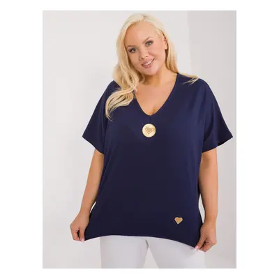 Navy blue asymmetrical blouse plus size