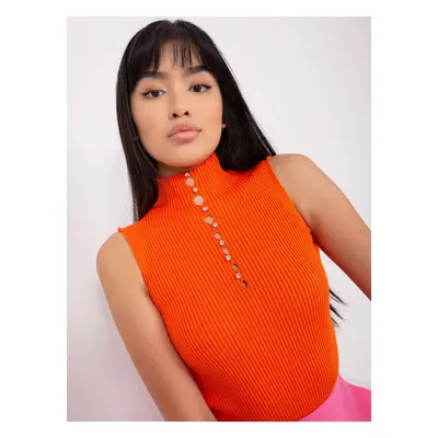 Orange blouse with turtleneck and application