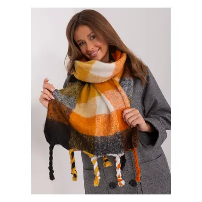 Warm black-orange women's checkered scarf