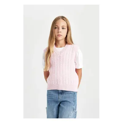 DEFACTO Girl Standard Fit V Neck Sweater