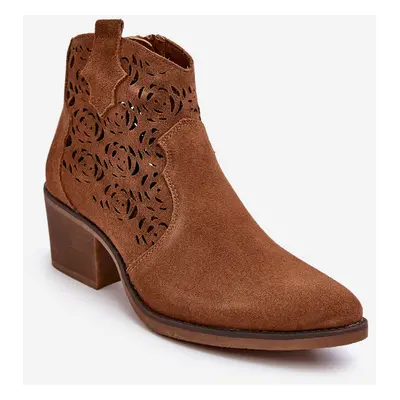 Suede Openwork D&A Camel Cowboy Boots