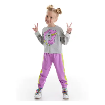 Denokids Unicorn Lilac Girl's Tracksuit Set