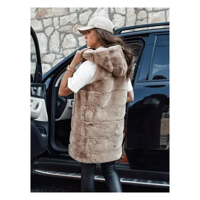 Women's fur vest ASHTON camel Dstreet