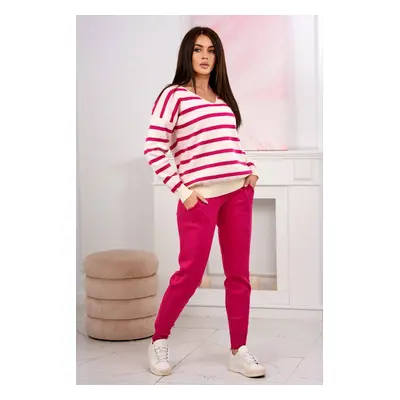 Sweater set Striped sweatshirt + Fuchsia trousers