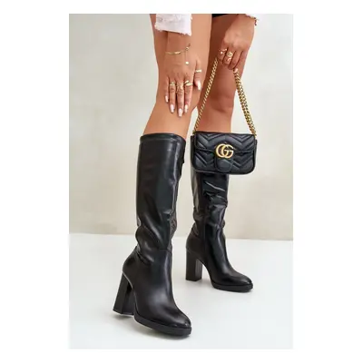 Heeled boots Eko leather below the knee black Riamaya