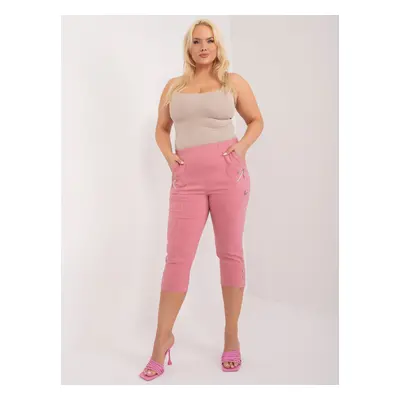 Powder pink plus size 3/4 leg trousers