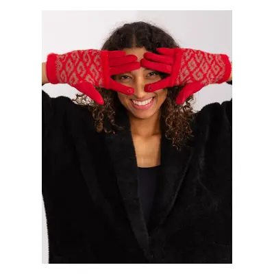 Red touch gloves with overlay