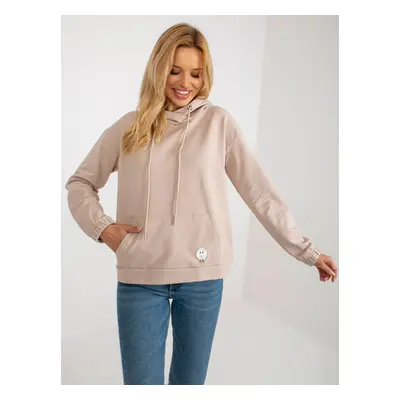 Beige cotton kangaroo sweatshirt