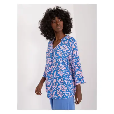 Blue and pink summer blouse with SUBLEVEL pattern