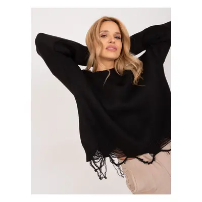 Black oversize sweater with a round neckline