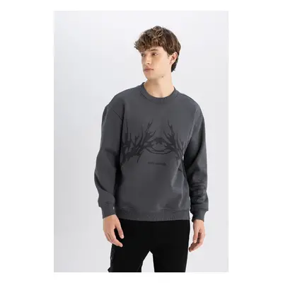 DEFACTO Boxy Fit Crew Neck Printed Sweatshirt