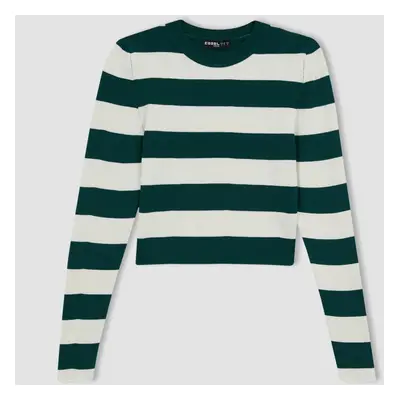 DEFACTO Cool Slim Fit Striped Crew Neck Sweater