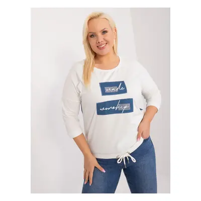 Casual plus size ecru blouse with lettering