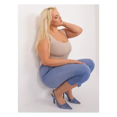 Blue trousers 3/4 plus size with pockets