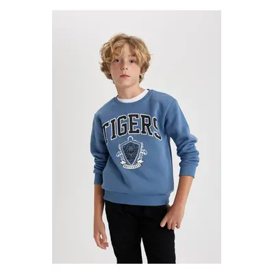 DEFACTO Boy Printed Crew Neck Thick Sweatshirt