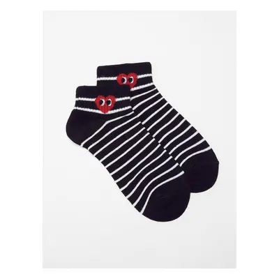 Striped socks with red heart black