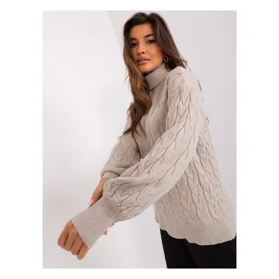 Beige turtleneck with cables