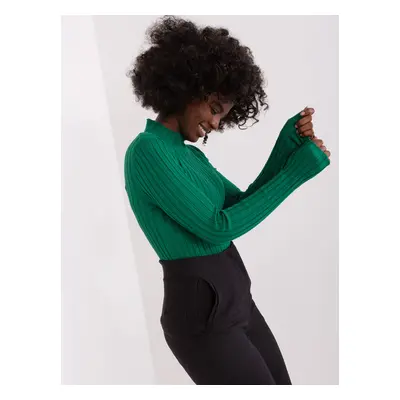 Dark green ribbed viscose sweater