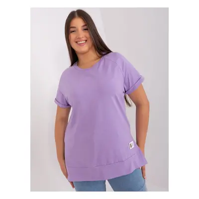 Light purple blouse with a slit plus size basic