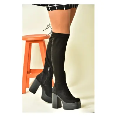 Fox Shoes Black Suede Stretch Notebook Women's Boots