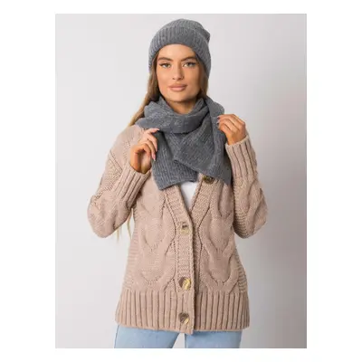 RUE PARIS Dark gray knitted winter set