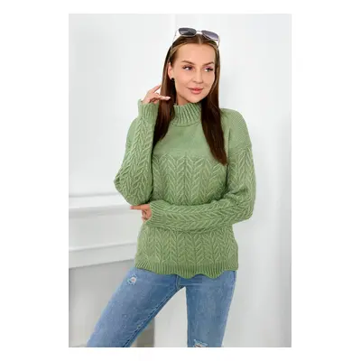 Sweater with decorative ruffle dark mint