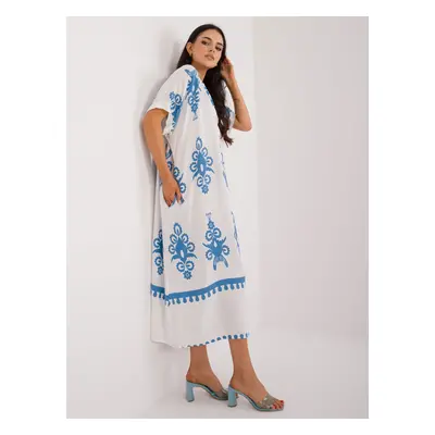 Blue and white oversize dress with print