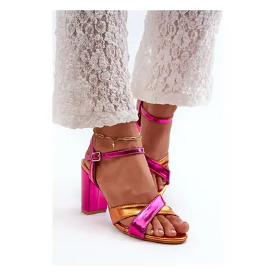 Eco-friendly leather sandals with high heels Fuchsia Abilica