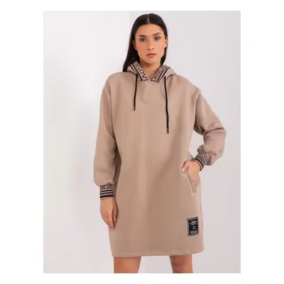 Dark beige asymmetrical sweatshirt dress