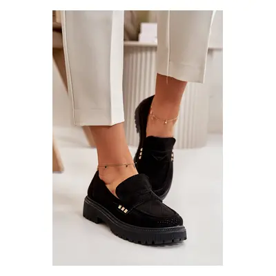 Women's openwork half-boots moccasins black tannes