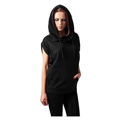 Women's sleeveless sweatshirt with high collar black