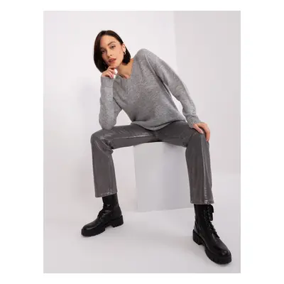 Grey oversize sweater with V neckline in rue paris