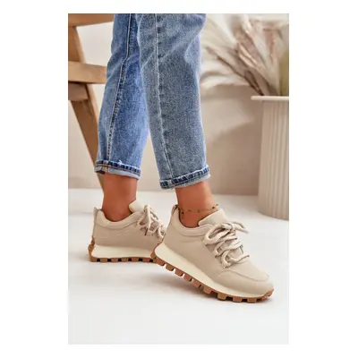 Sports platform sneakers made of eco-leather beige Riadella