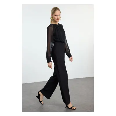 Trendyol Black Wide Leg Woven Overalls