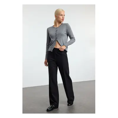 Trendyol Black Elastic Waist Straight Cut Woven Trousers