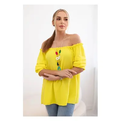 Spanish blouse with decorative sleeves yellow