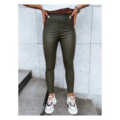 Women's waxed leggings with high waist WAXED CHIC green Dstreet