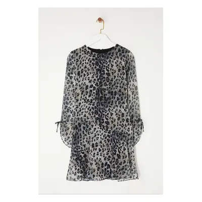 Trendyol Multicolored Flounced Skirt Leopard Patterned Mini Woven Winter Dress