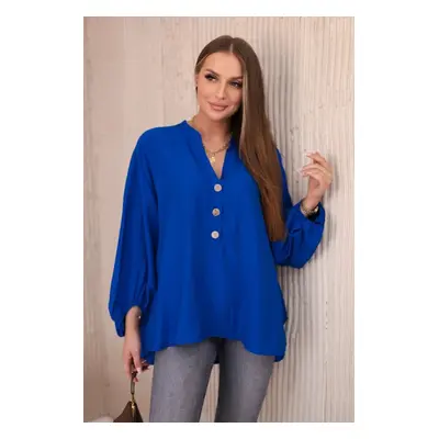 Viscose blouse with a longer back cornflower blue