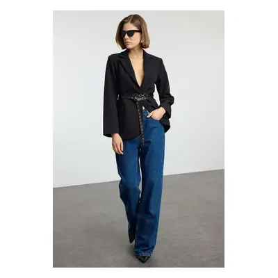 Trendyol Black Belted Woven Blazer Jacket