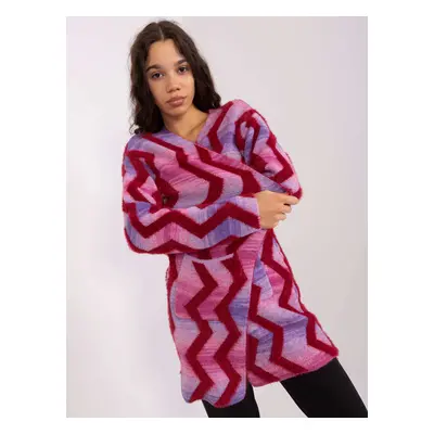 Pink cardigan with geometric patterns