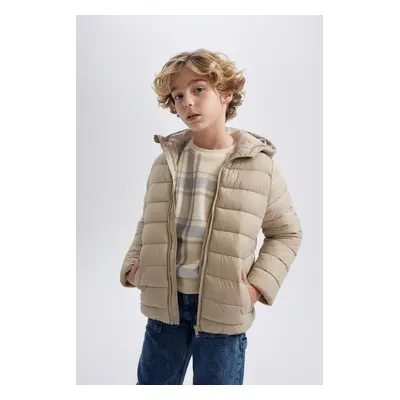 DEFACTO Boy's Water Repellent Hooded Basic Puffer Jacket