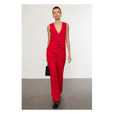 Trendyol Red Regular Vest Wide Leg / Wide Leg Trousers Woven Bottom-Top Set