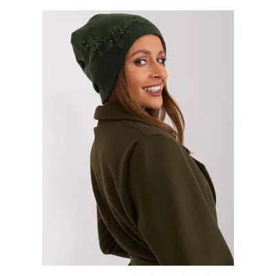 Dark green women's knitted beanie