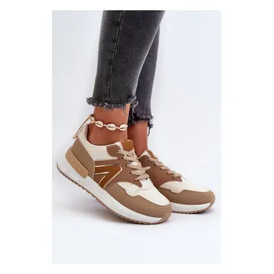 Women's sneakers made of eco leather, brown Vinelli