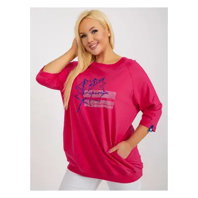 Women's fuchsia blouse plus size with pockets