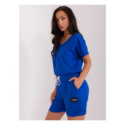 Women's Cobalt Blue Short Sleeve Overall