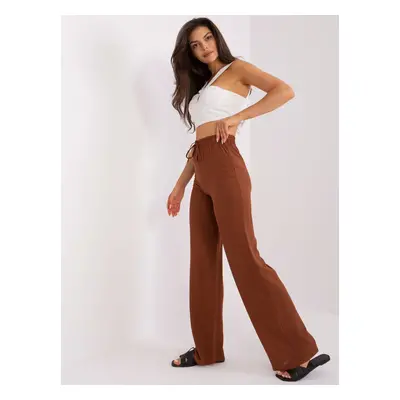 Brown fabric trousers with high waist